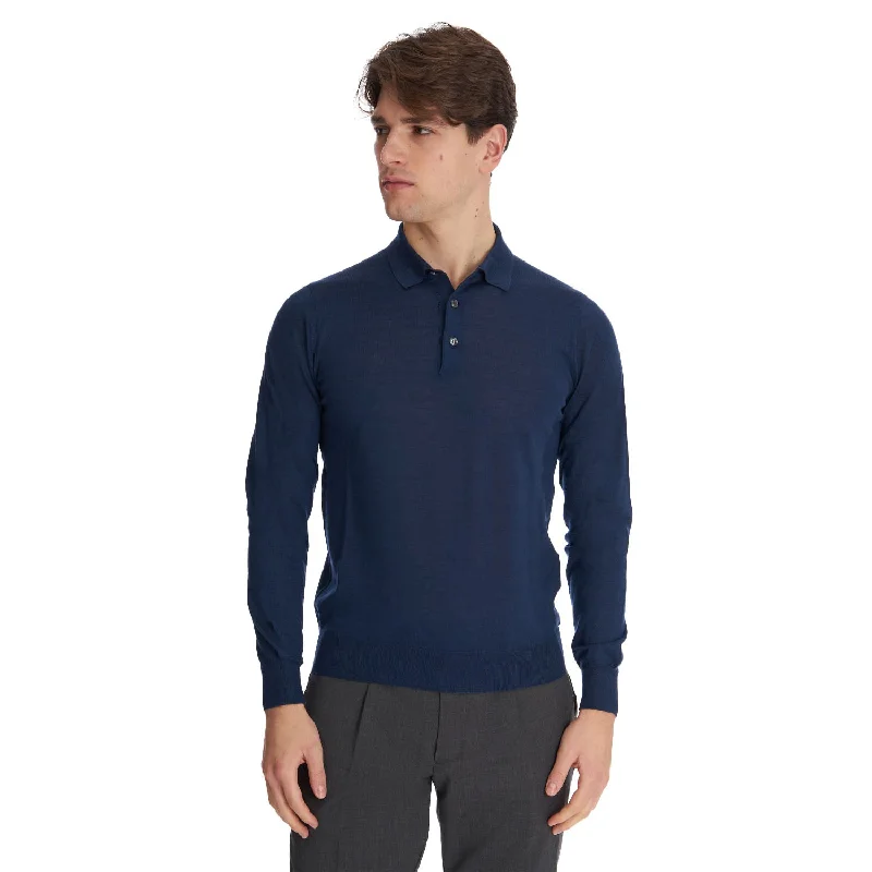 Men's comfortable office polo shirt-BLUE POLO SHIRT