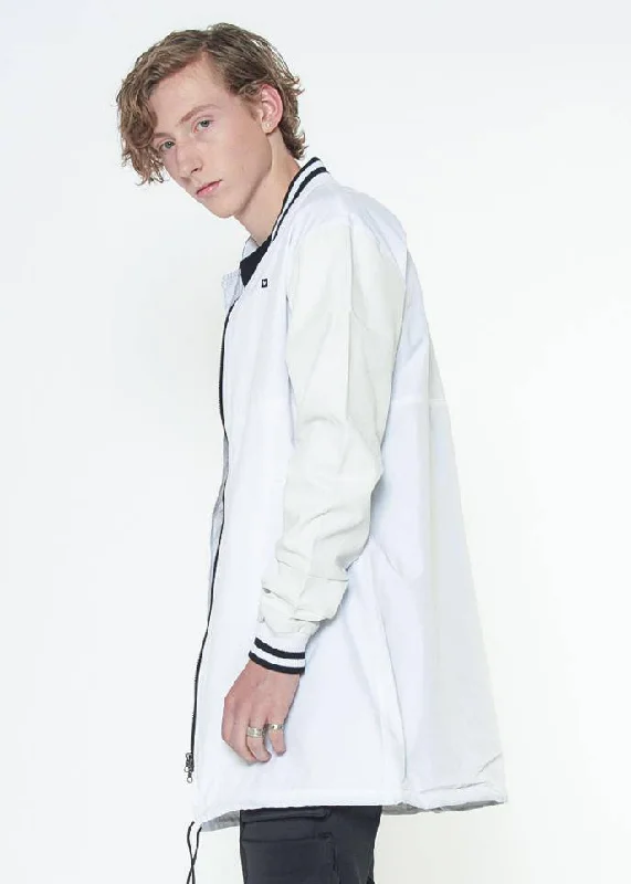 Men's lightweight bomber coat-Konus Men's Baseball Jacket in White