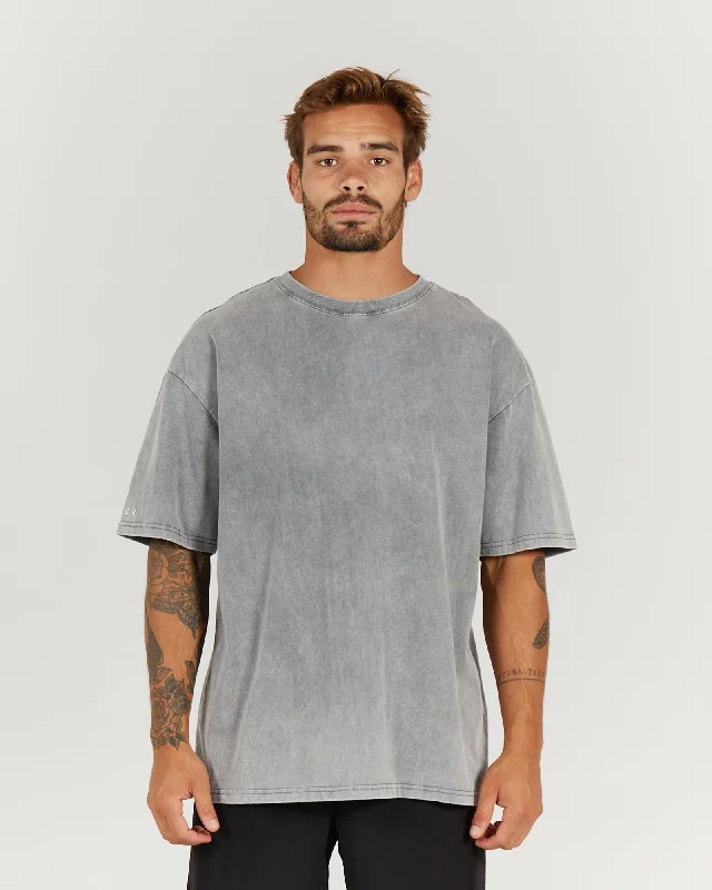 Men's gym t-shirt-MEN'S OVERSIZED TEE - WASHED GREY