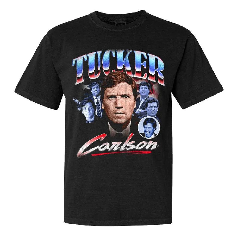 Men's nerd t-shirt-Tucker Carlson Faces Tee