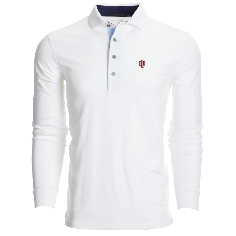 Men's breathable gym wear polo shirt-Indiana Apache Long Sleeve Polo