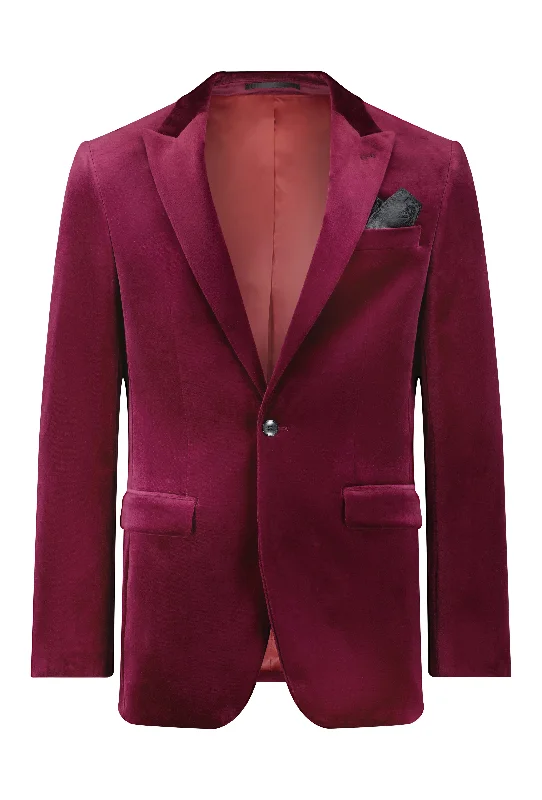 Men's breathable travel jacket-Savile Row Jonah Velvet Wine Jacket